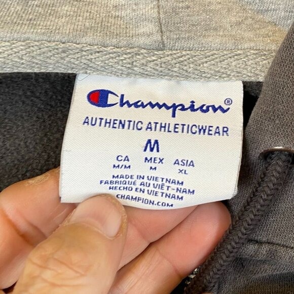 Champion Mens Hoodie Sweatshirt Medium Full Zip Activewear Classic Pockets Gray - Picture 5 of 11